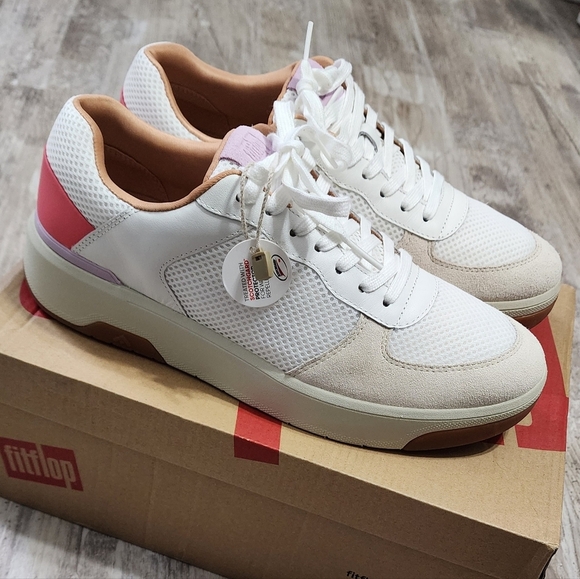 FitFlop Women's Rally Evo Leather Mesh Suede Sneakers Lace Up Size 9
